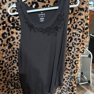American Eagle Outfitters Black Floral Tank Top